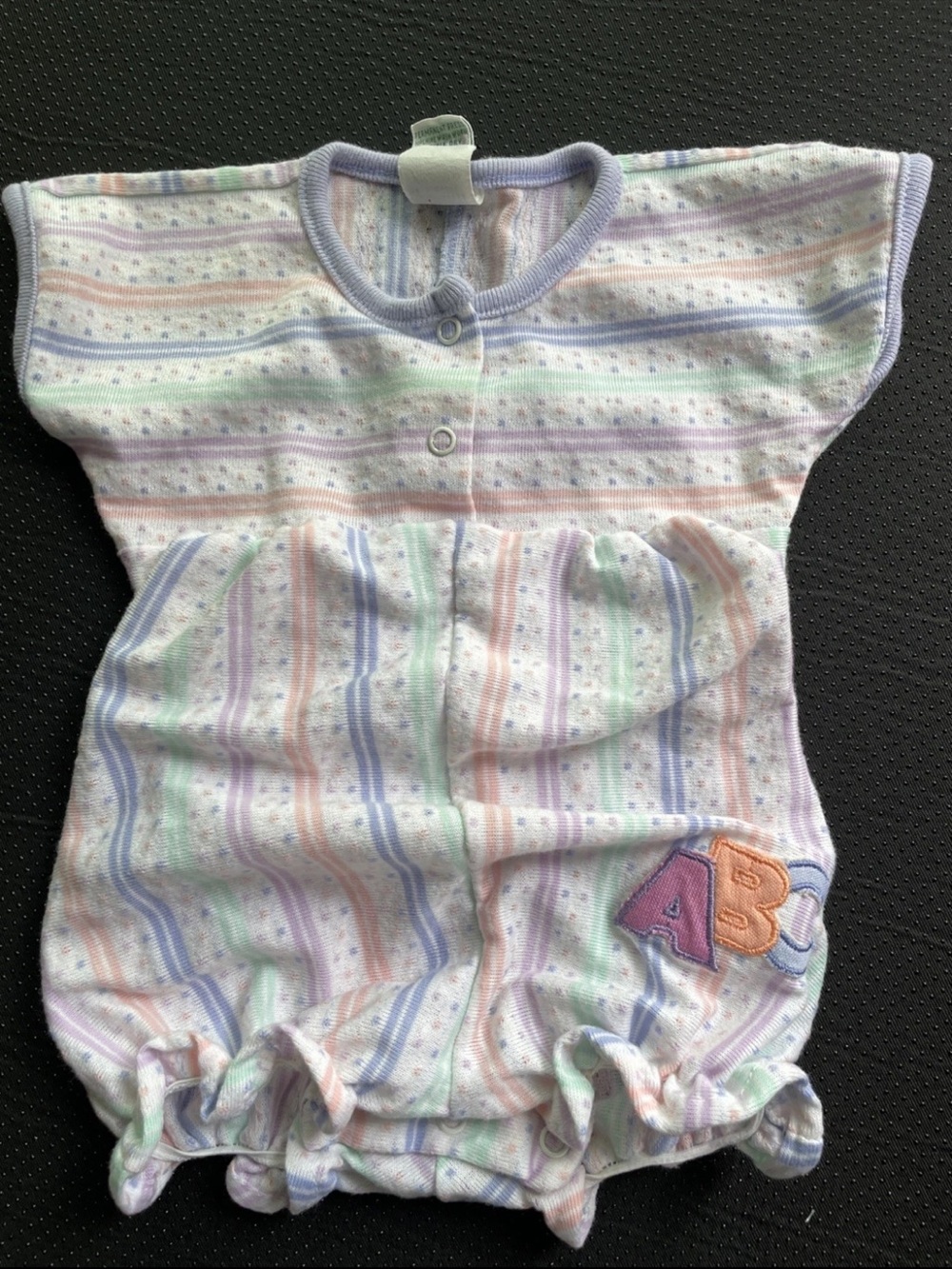 Vintage Garanimals Pastel Striped Baby Onesie with Teddy Tag